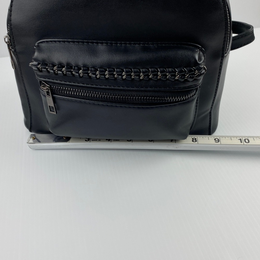 ARDENE Mini Backpack Purse Black Chain Accent Front Pocket Stylish Bag - Picture 10 of 11